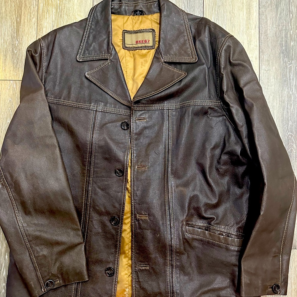 BKE Men’s Leather Jacket, Chocolate Brown